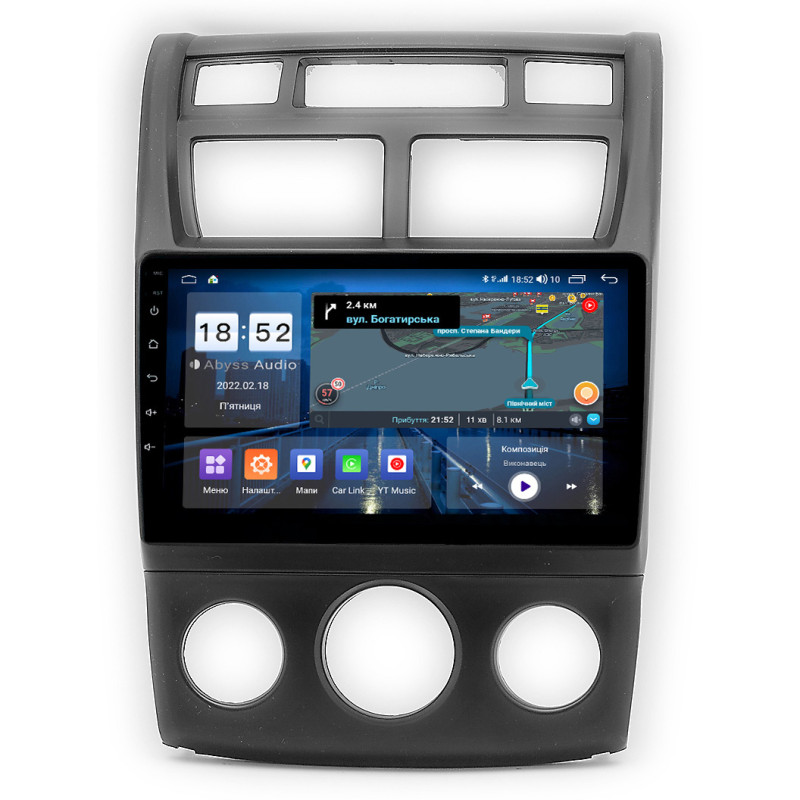 Android head unit Abyss Audio QS-9197 for KIA Sportage (Air Conditioning) 2004-2010