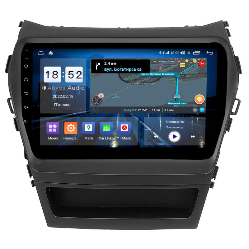Android head unit Abyss Audio QS-9216 for Hyundai Santa Fe / IX45 2013-2017