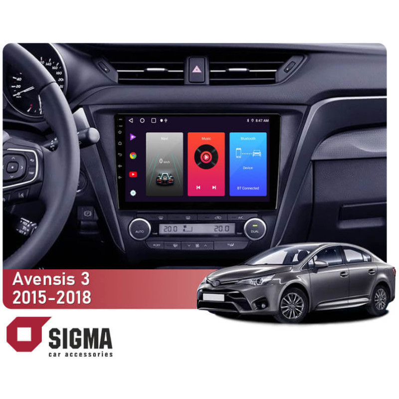 Android head unit SIGMA F10216 ANDROID 10 2+32 Gb Toyota Avensis 3 2015-2018 (F2) 10"