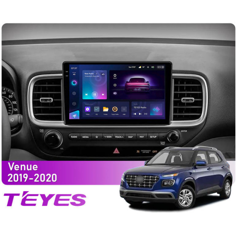 Štátní magnetofon Teyes CC3 4+64 GB Hyundai Venue (1 DIN) 2019–2020, 9 palců, 1 DIN, 2K