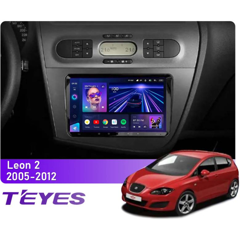 Android head unit Teyes CC3L 4+32 Gb Seat Leon 2 2005-2012 (PQ) (F1) 9"