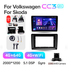 Android head unit Teyes CC3 4+64 Gb Volkswagen Universal For Volkswagen Bora/Golf 6/Passat/Scirocco/Sharan/Touran For Skoda Octavia/Fabia 2 PQ 10" 2k