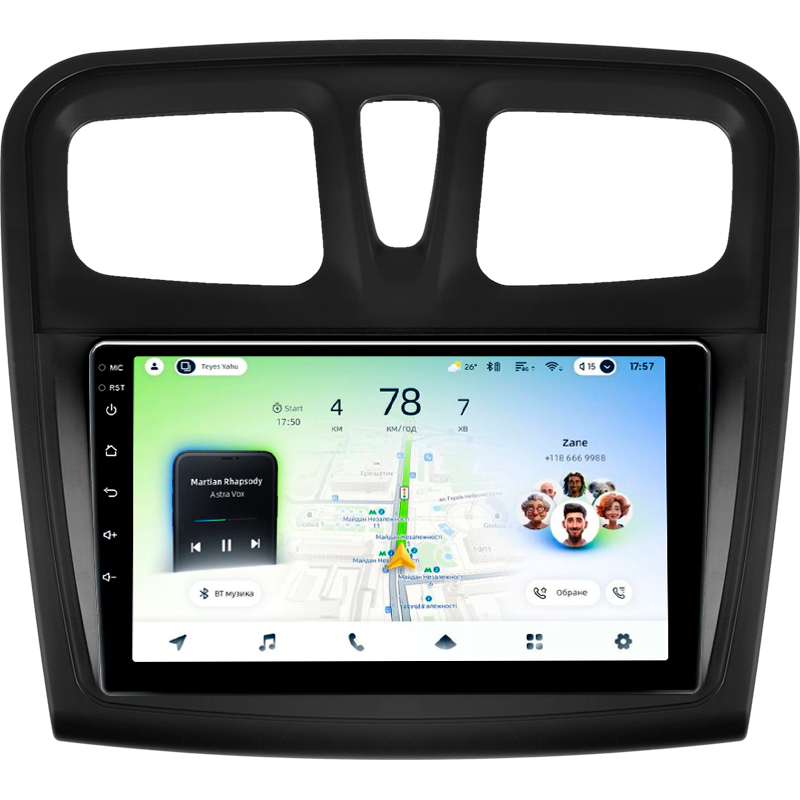 Android head unit Teyes CC4L 6+64 Gb Renault Logan 2 2012-2022 Sandero 2 2013-2022 (F1) (B) 9" (L1)