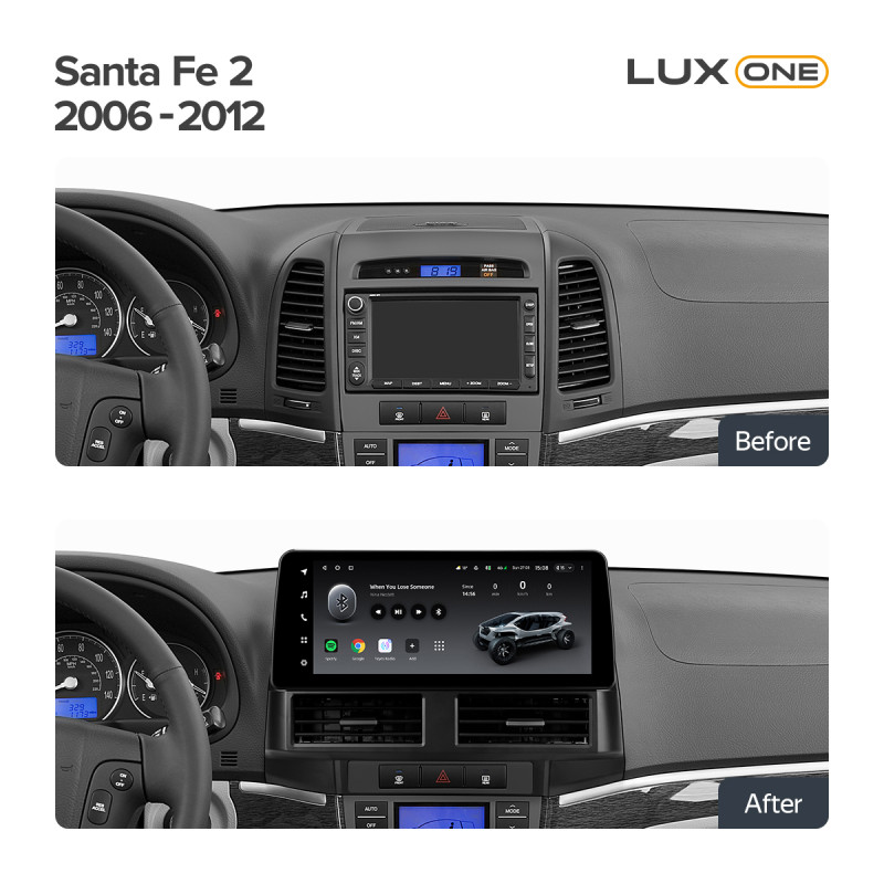 Android head unit Teyes LUX ONE 4+64 Gb Hyundai Santa Fe 2 2006-2012 12.3" (L2)