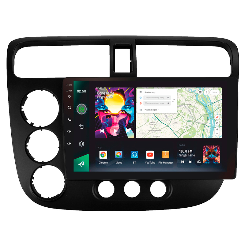 Android head unit SIGMA PRO 9464 ANDROID 12 4+64 Gb 4G DSP Honda Civic 7 2000-2006 9"