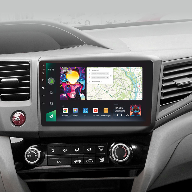 Android head unit SIGMA PRO 9464 ANDROID 12 4+64 Gb 4G DSP Honda Civic 9 FB FK FD 2011-2015 9"