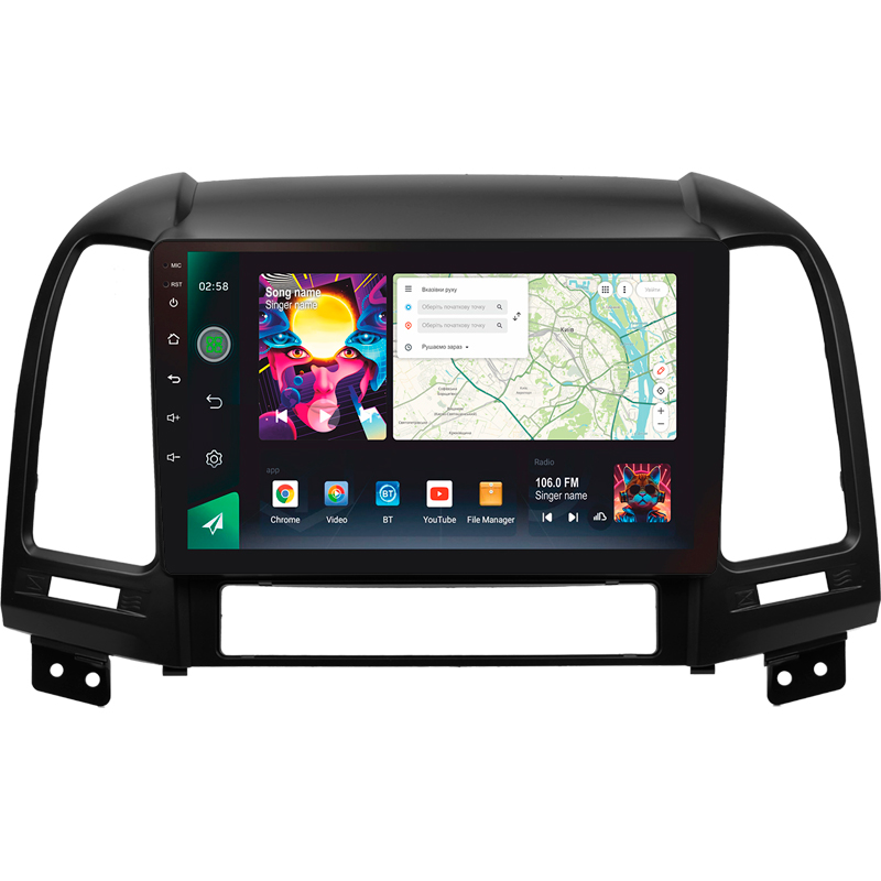 Android head unit SIGMA PRO 9464 ANDROID 12 4+64 Gb 4G DSP Hyundai Santa Fe 2 2006-2012 9"