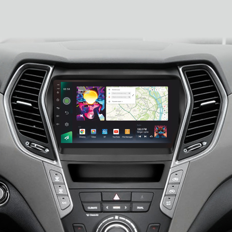 Android head unit SIGMA PRO 9464 ANDROID 12 4+64 Gb 4G DSP Hyundai Santa Fe 3 2013-2016 (A) 9"