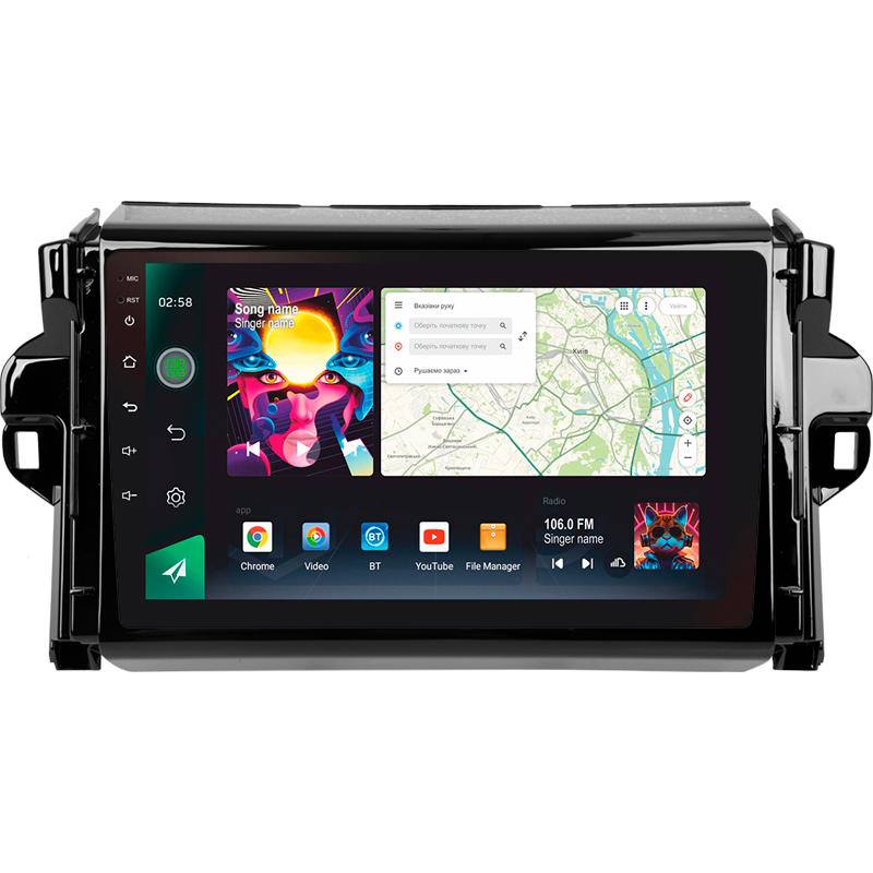 Android head unit SIGMA PRO 9464 ANDROID 12 4+64 Gb 4G DSP Toyota Fortuner 2 2015-2018 9"
