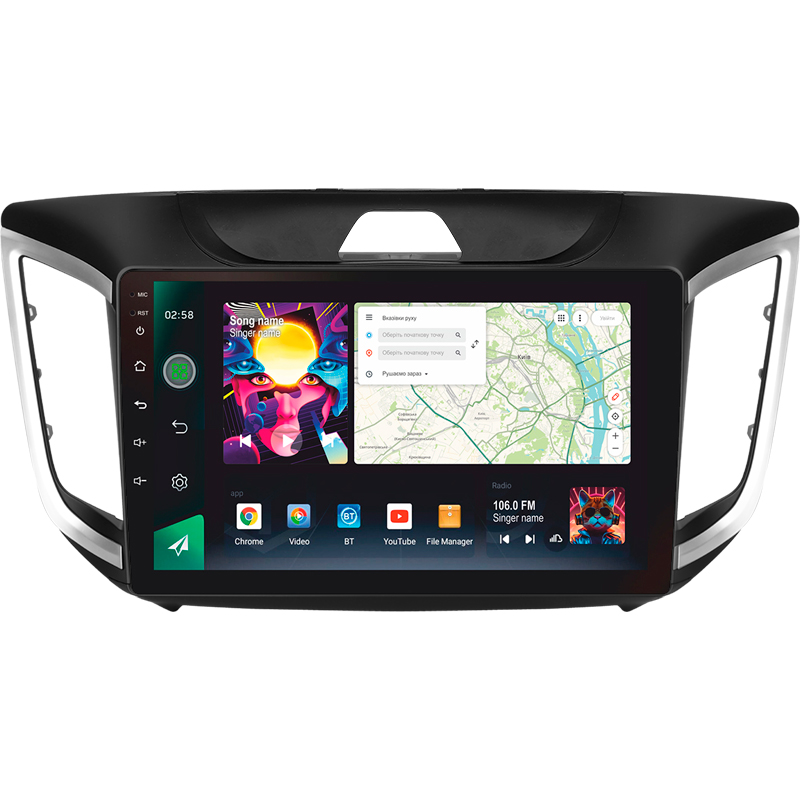 Android head unit SIGMA PRO 10464 ANDROID 12 4+64 Gb 4G DSP Hyundai Creta IX25 2015-2019 10"