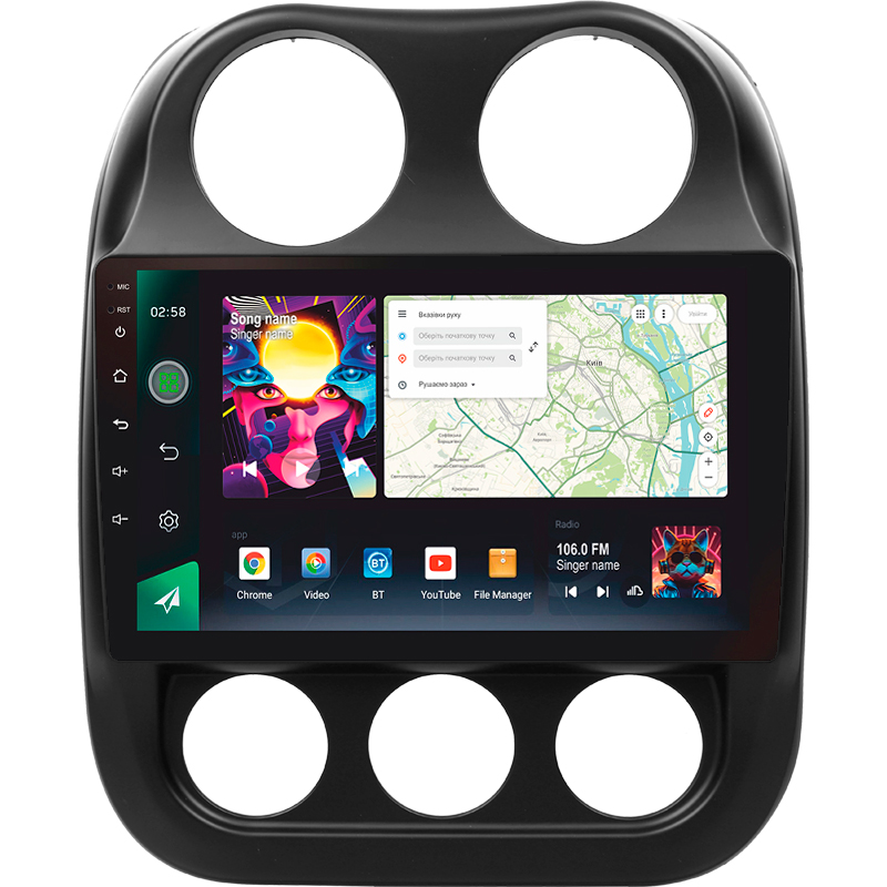 Android head unit SIGMA PRO 10464 ANDROID 12 4+64 Gb 4G DSP Jeep Compass 1 MK 2009-2015 10"