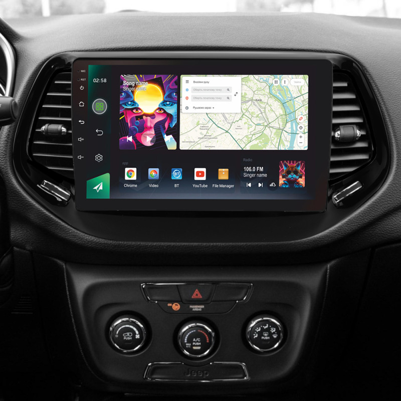 Android head unit SIGMA PRO 10464 ANDROID 12 4+64 Gb 4G DSP Jeep Compass 2 MP 2016-2018 10"