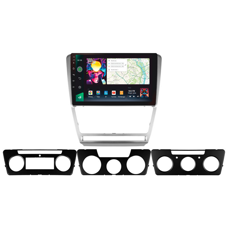 Android head unit SIGMA PRO 10464 ANDROID 12 4+64 Gb 4G DSP Skoda Octavia 2 A5 2008-2013 10" silver