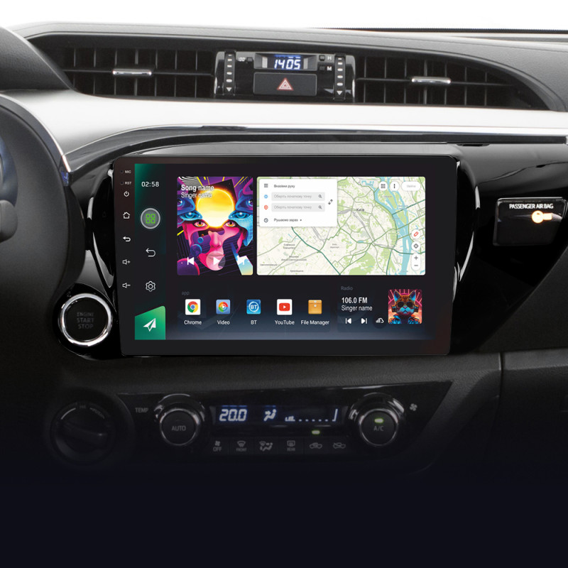 Android head unit SIGMA PRO 10464 ANDROID 12 4+64 Gb 4G DSP Toyota Hilux Pick Up AN120 2015-2020 10" (L1)