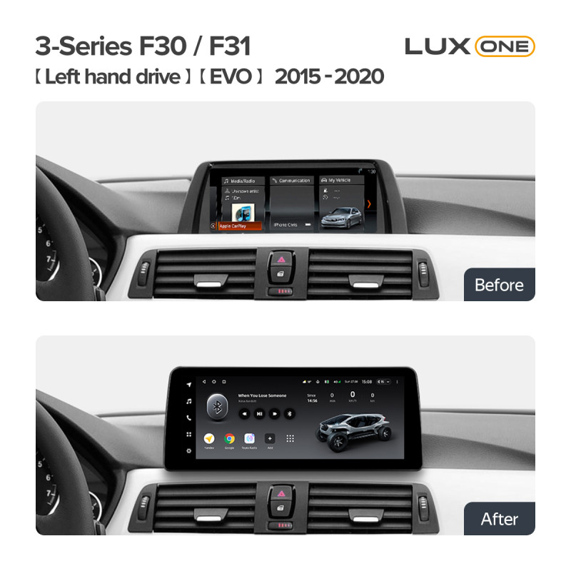 Android head unit Teyes LUX ONE 6+128 Gb BMW 3-Series F30 / F31 EVO (Left hand drive) 2015-2020 12.3"