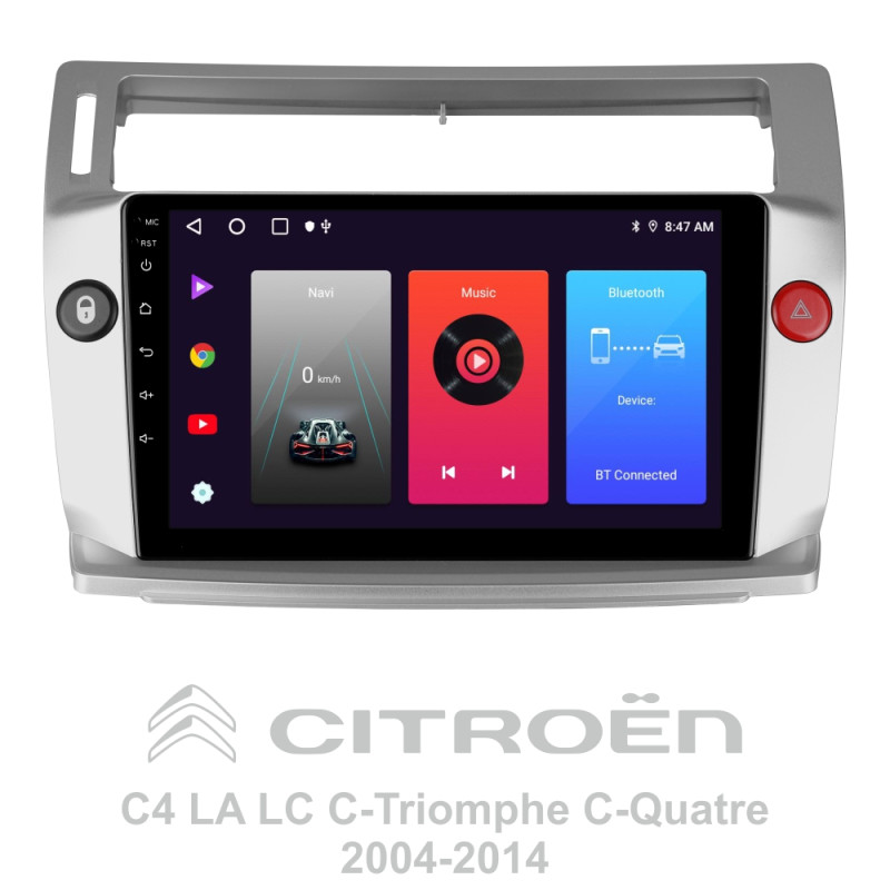 Android head unit SIGMA F9216 ANDROID 10 2+32 Gb Citroen C4 LA LC C-Triomphe C-Quatre 2004-2014 9"