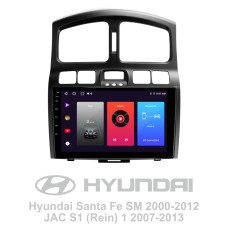Android head unit SIGMA F9216 ANDROID 10 2+32 Gb Hyundai Santa Fe SM 2000-2012 For JAC S1 (Rein) 1 2007-2013 9"