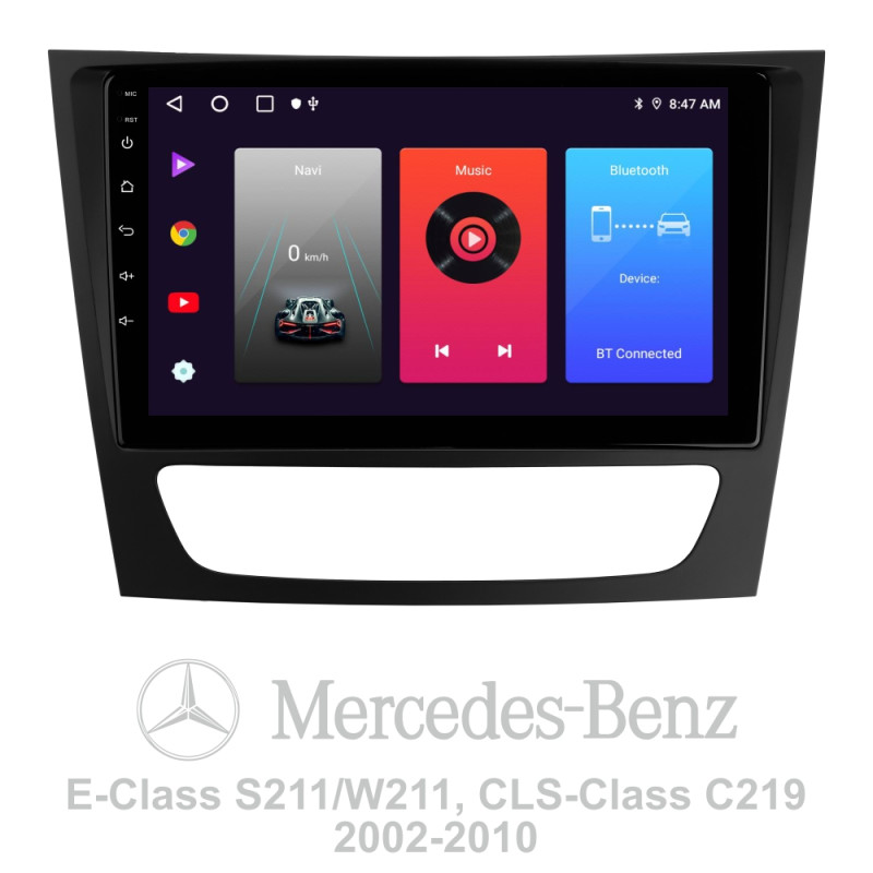 Android head unit SIGMA F9216 ANDROID 10 2+32 Gb Mercedes Benz E Class S211 W211 2002-2009 CLS Class C219 2004-2010 9"