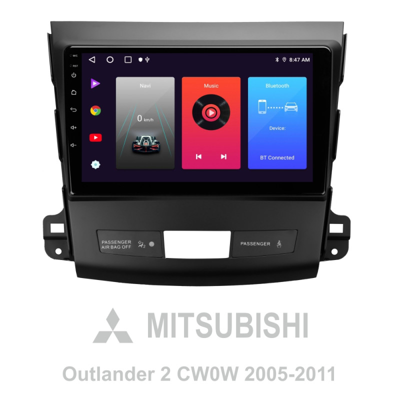 Android head unit SIGMA F9216 ANDROID 10 2+32 Gb Mitsubishi Outlander 2 CW0W 2005-2013 / Citroen C-Crosser 1 2007-2013 / Peugeot 4007 2007-2012 (A) 9"