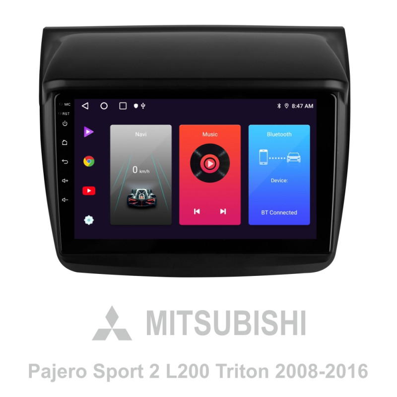 Android head unit SIGMA F9216 ANDROID 10 2+32 Gb Mitsubishi Pajero Sport 2 L200 Triton 2008-2016 9"