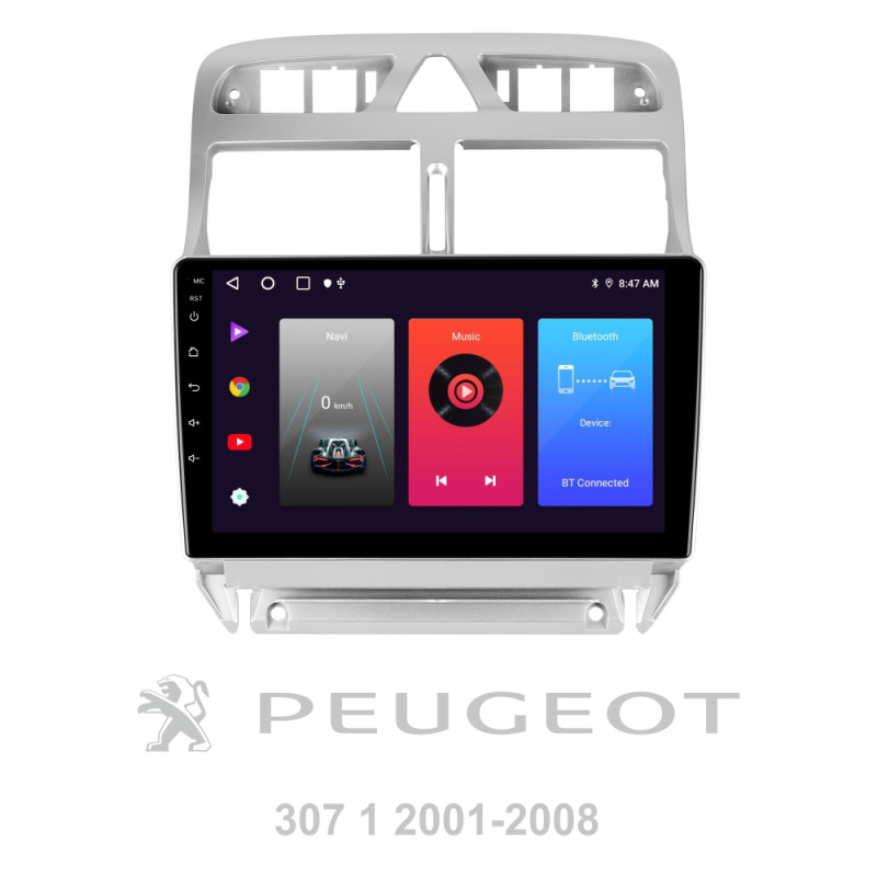 Android head unit SIGMA F9216 ANDROID 10 2+32 Gb Peugeot 307 1 2001-2008 9"