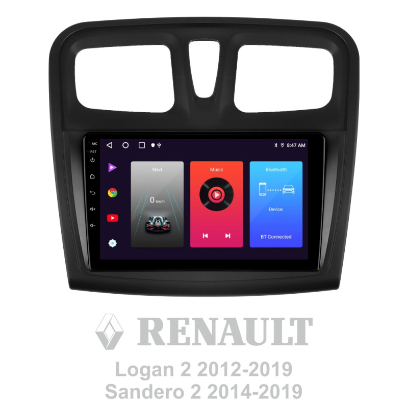 Android head unit SIGMA F9216 ANDROID 10 2+32 Gb Renault Logan 2 2012-2022 Sandero 2 2013-2022 (F1) (A) 9"