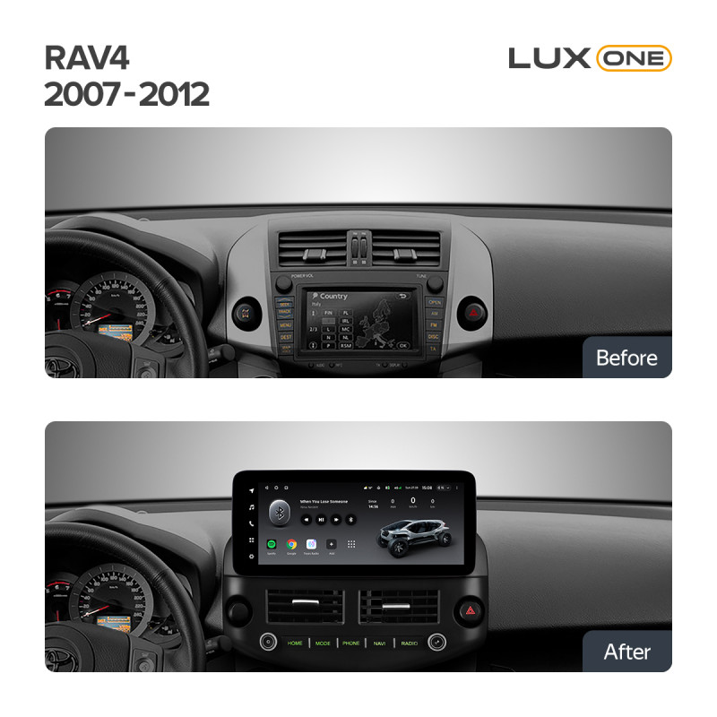 Android head unit Teyes LUX ONE 6+128 Gb with 360° surround view° Toyota RAV4 XA30 2007-2012 12.3" (L2)