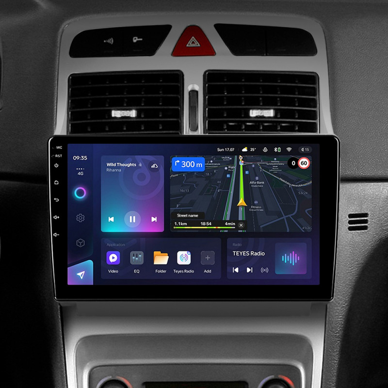 Android head unit Teyes CC3L 4+64 Gb Peugeot 307 1 2001-2008 9"