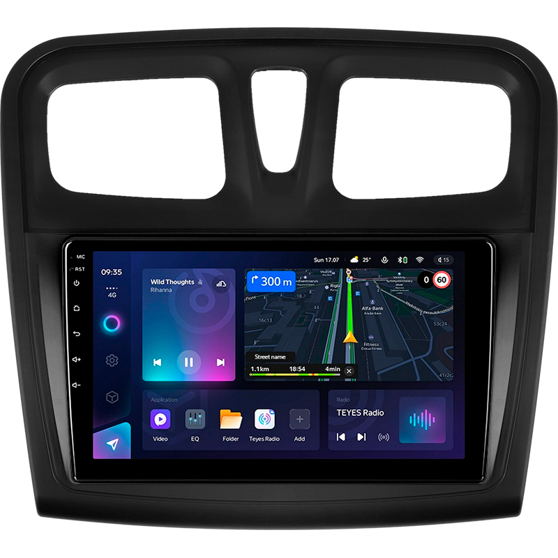 Android head unit Teyes CC3L 4+64 Gb Renault Logan 2 2012-2022 Sandero 2 2013-2022 (F1) (B) 9" (L1)