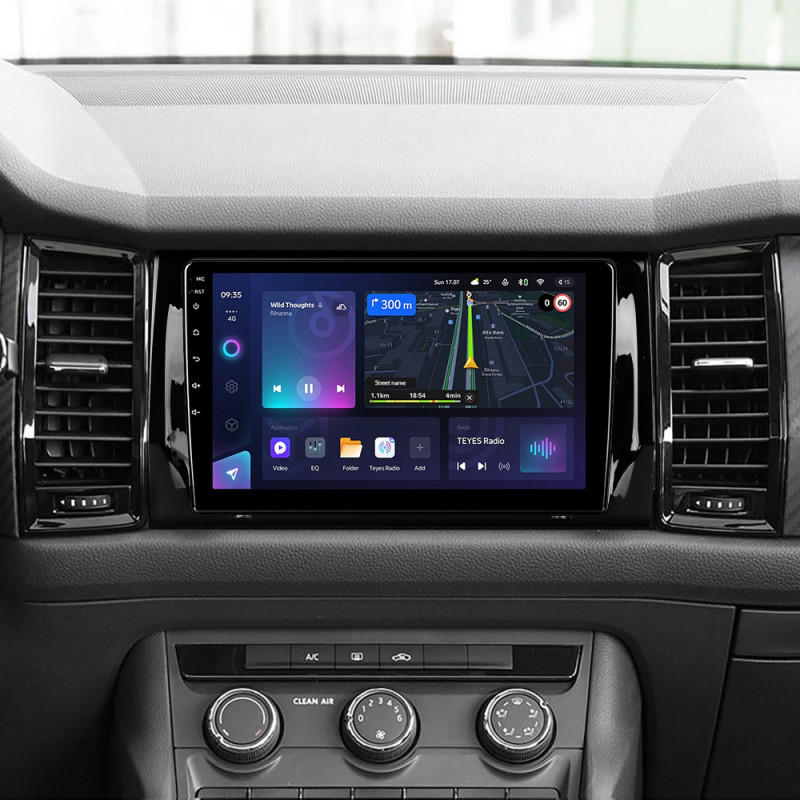 Fest eingebaute Magnetola Teyes CC3L 4+64 GB für Škoda Kodiaq (2016–2021), Karoq (2017–2021, Baujahr B), 9-Zoll-Display.