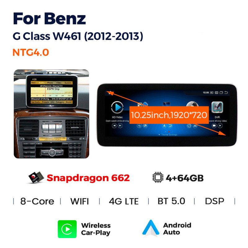 Android head unit AMS MERCEDES BENZ G-Class W461/W463 NTG4.0 2012-2013 4+64Gb 10.25"