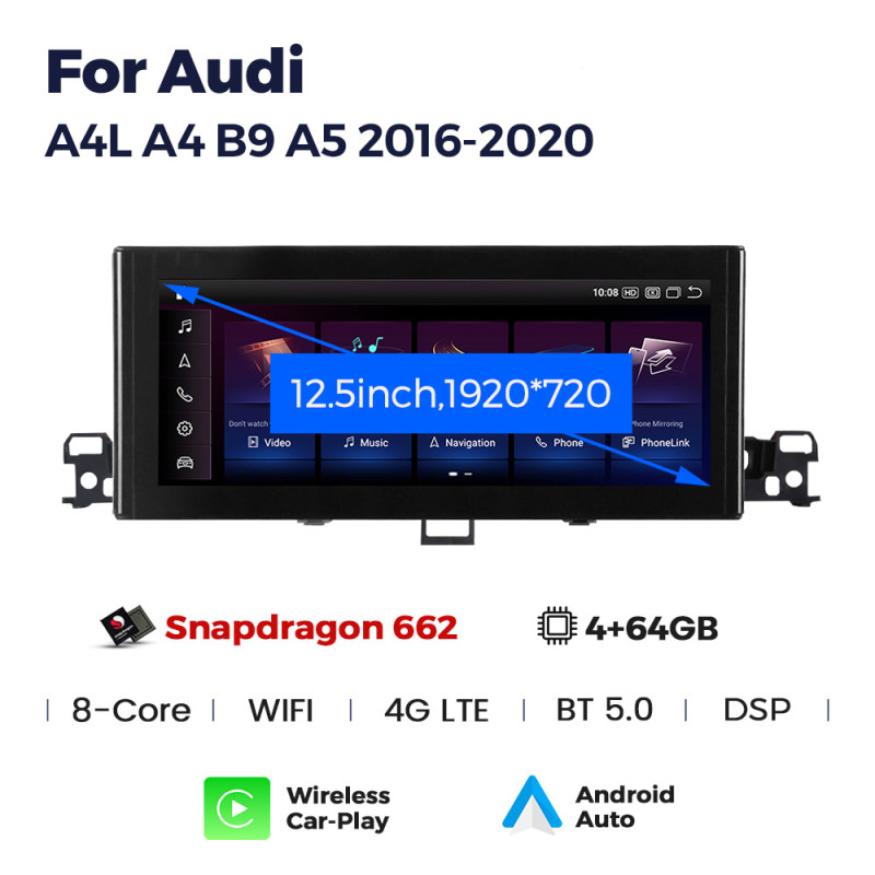 Štátní multimediální systém AMS Audi A4L B9 A5 2016–2020 4 + 64 GB 12,3