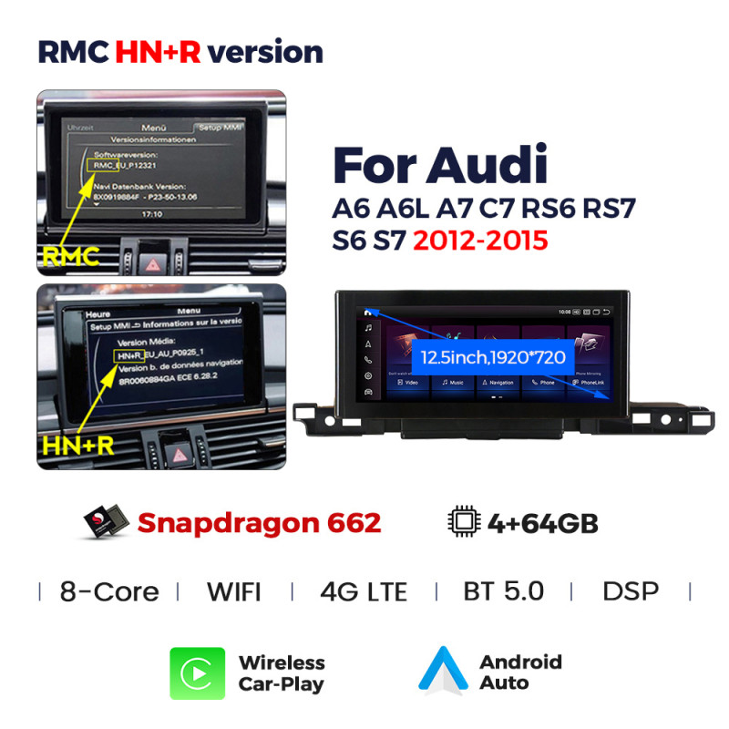 Android head unit AMS Audi A6 2012-2018 HN+R 4+64Gb 12.3"