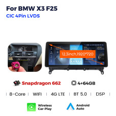 Android head unit AMS BMW X3 F25(2011- 2013) CIC Original CIC System 4+64Gb 12.3"