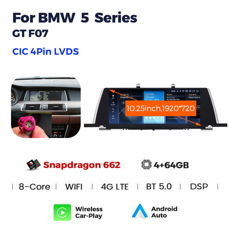 Android head unit AMS BMW 5 Series F07 GT(2011-2012) Original CIC 4+64Gb 10.25"