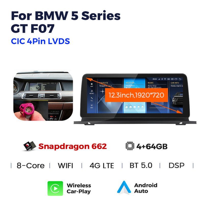Android head unit AMS BMW 5 Series F07 GT(2011-2012) Original CIC 4+64Gb 12.3"