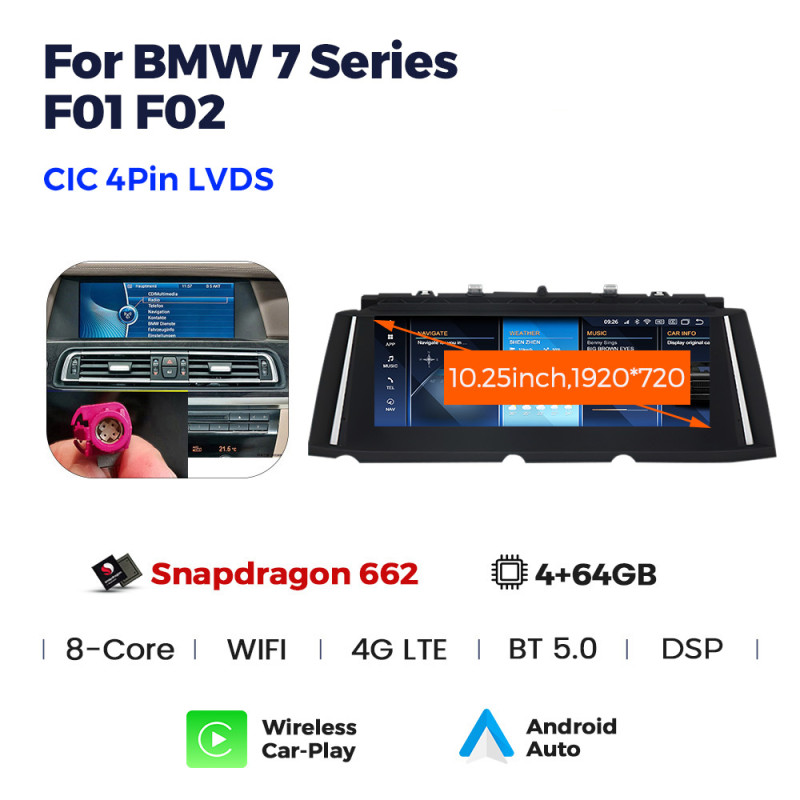 Android head unit AMS BMW 7 Series F01 F02(2009-2012) Original CIC 4+64Gb 10.25"