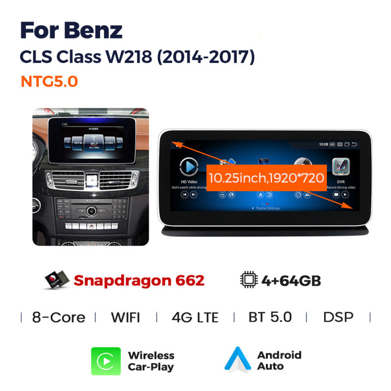 Android head unit AMS MERCEDES BENZ CLS W218 NTG5.0 2014-2017 4+64Gb 10.25"