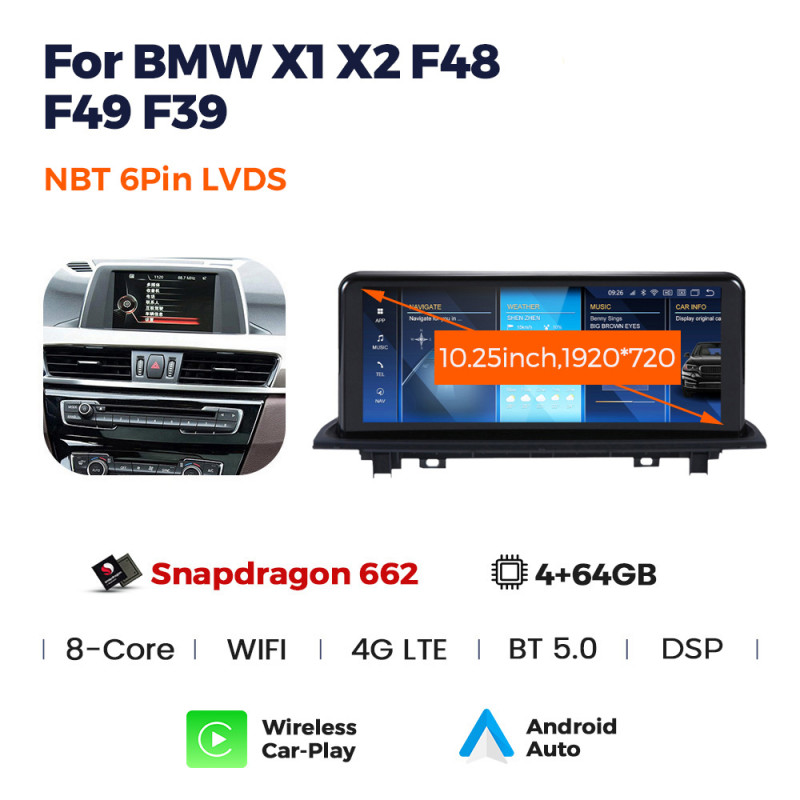 Android head unit AMS BMW X1 F48(2016-2017) Original NBT System 4+64Gb 10.25"