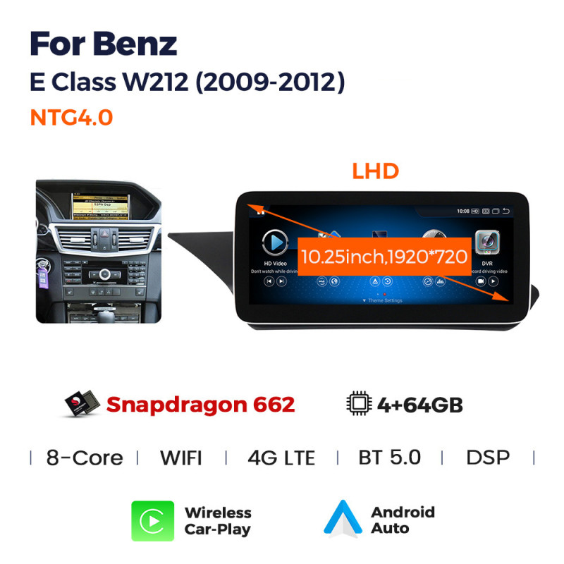 Android head unit AMS MERCEDES BENZ E-Class W212 NTG4.0 2009-2012 4+64Gb 10.25"