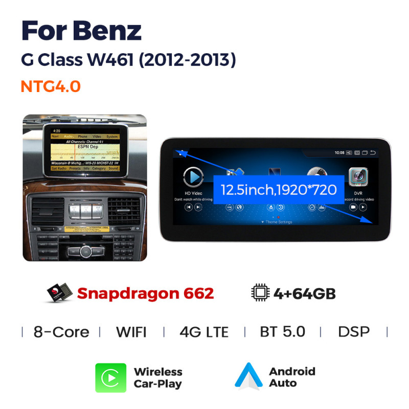 Android head unit AMS MERCEDES BENZ G-Class W461/W463 NTG4.0 2012-2013 4+64Gb 12.3"