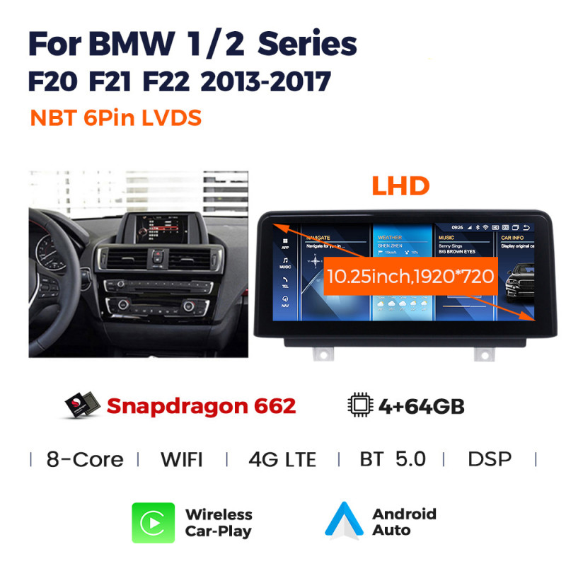 Android head unit AMS BMW 1 Series F20 F21 2Series F23 2013-2016 NBT 4+64Gb 10.25"