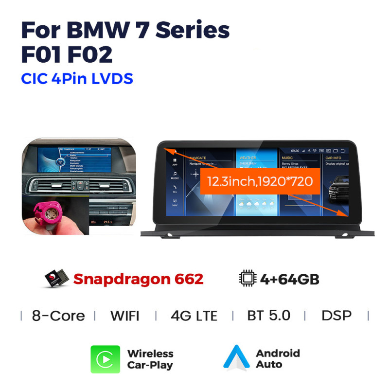 Android head unit AMS BMW 7 Series F01 F02(2009-2012) Original CIC 4+64Gb 12.3"