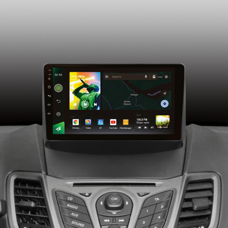 Android head unit SIGMA X9464 ANDROID 10 4+64 Gb 4G DSP Ford Fiesta Mk 6 (F1) 2009-2018 (A) 9"