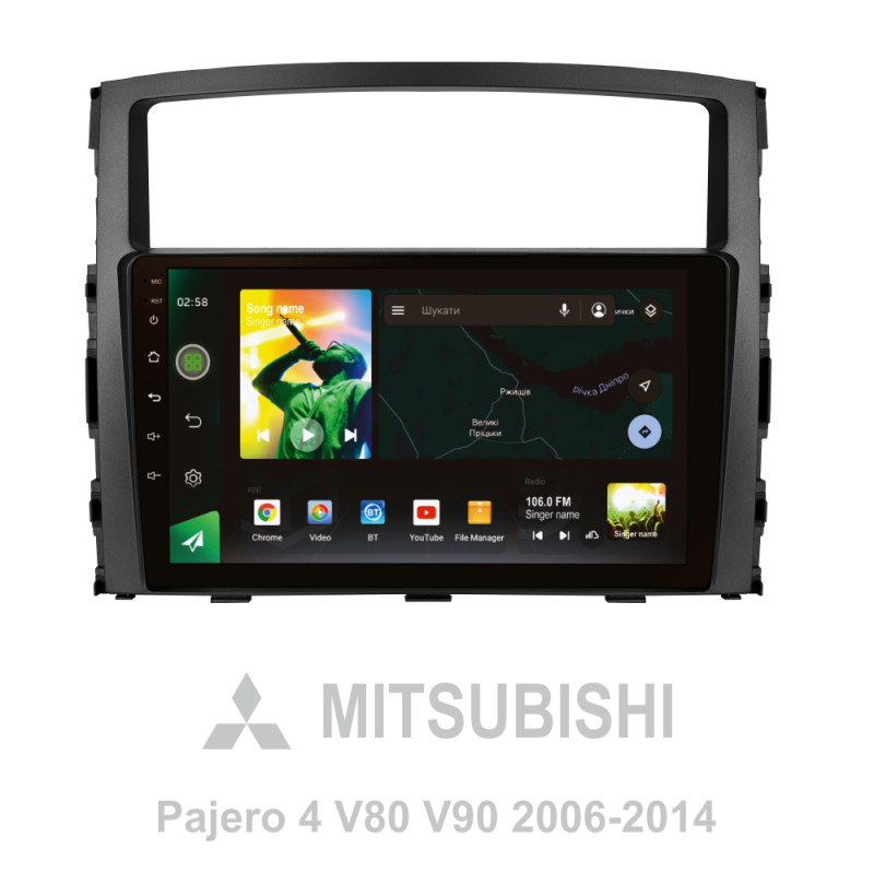Android head unit SIGMA X9464 ANDROID 10 4+64 Gb 4G DSP Mitsubishi Pajero 4 V80 V90 2006-2024 9"