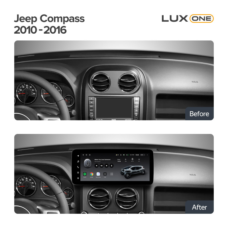 Android head unit Teyes LUX ONE 4+64 Gb Jeep Compass MK 2010-2016 12.3" (L1)