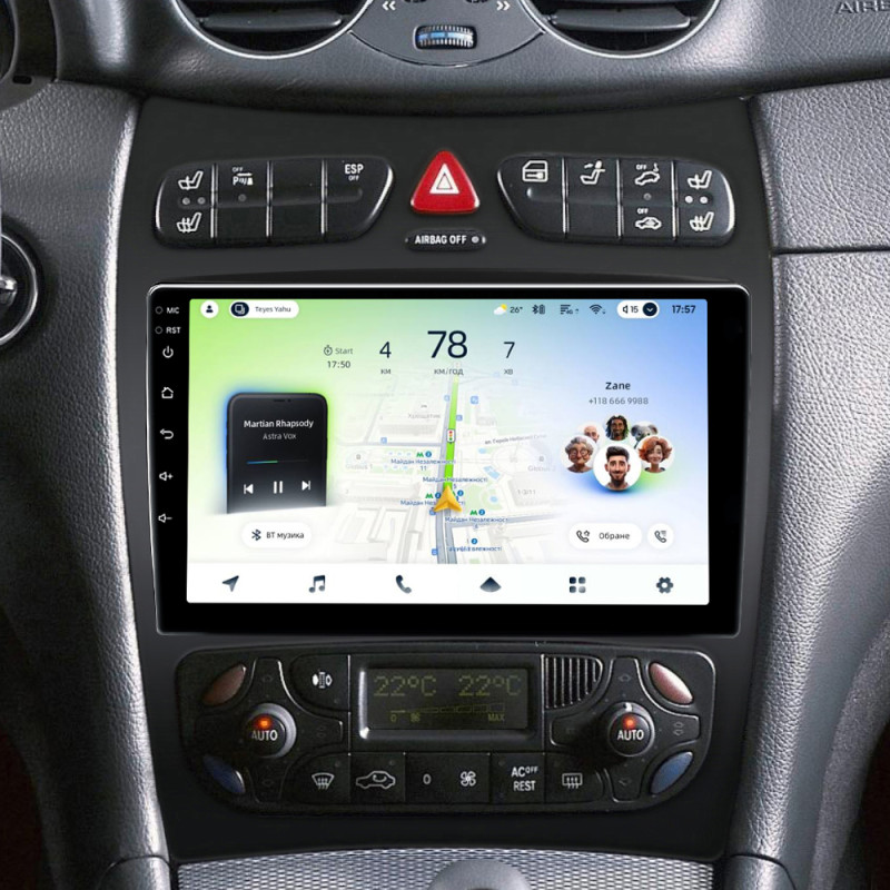Android head unit Teyes CC4L 6+64 Gb Mercedes Benz CLK Class C209 A209 (F2) 2002-2005 9" (L1)