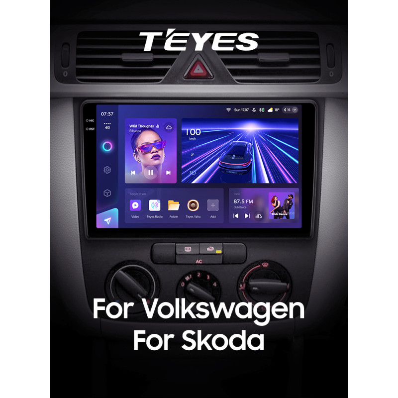 Android head unit Teyes CC3 6+128 Gb Volkswagen Universal For Volkswagen Bora/Golf 6/Passat/Scirocco/Sharan/Touran For Skoda Octavia/Fabia 2 PQ 10" 2k