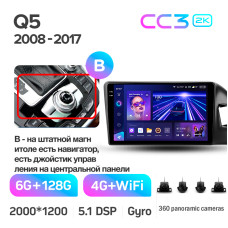Android head unit Teyes CC3 6+128 Gb with 360° surround view° Audi Q5 8R 2008-2017 (A) 9" 2k (L2)