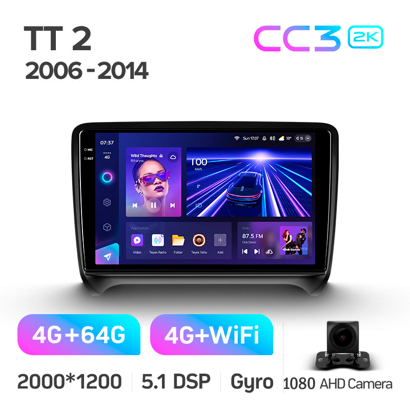 Android head unit Teyes CC3 4+64 Gb Audi TT 2 8J 2006-2014 9" 2k